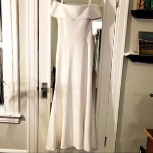 Betsy & Adam's off-the-shoulder ruffle back dress